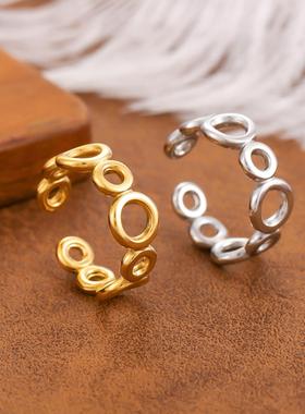 艾芙乐绿色幸运四叶草开口戒指