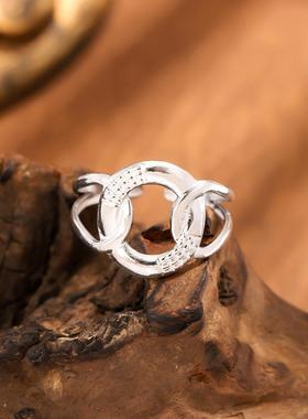 不锈钢几何开口复古戒指