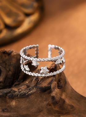 镂空星星不锈钢镀金女戒