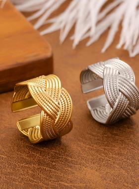 欧美热卖素圈戒指女真金电镀