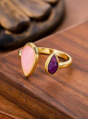 18K镀金几何水滴钛钢戒指