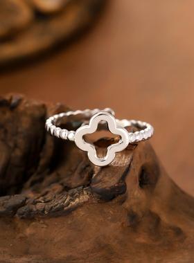 不锈钢四叶草女戒可调节