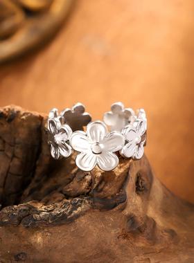 跨境百搭花朵开口镀金戒指