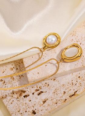 钛钢罗马数字母贝轻奢锁骨链