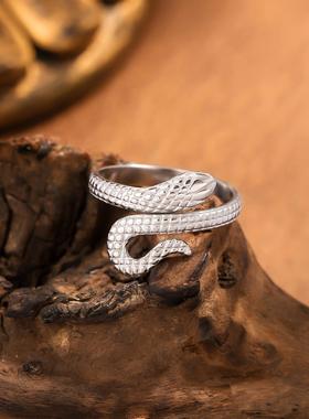 蛇形不锈钢开口个性戒指女