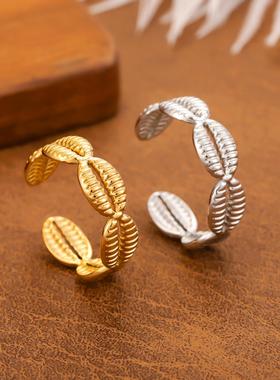 嘻哈风不规则麻花镀金戒指