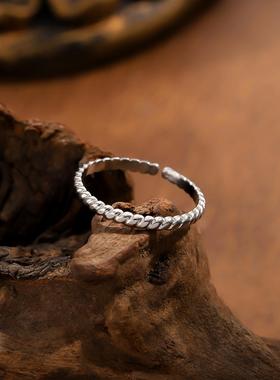 ins风钛钢镀金几何女戒