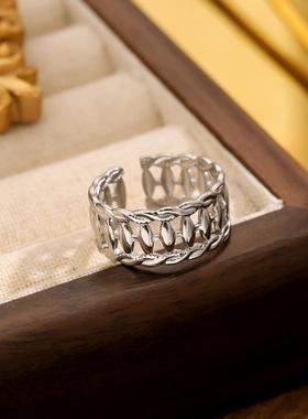 欧美钛钢镀金几何多层戒指