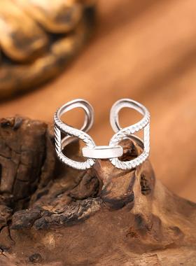 小众几何拼接钛钢叠戴戒指