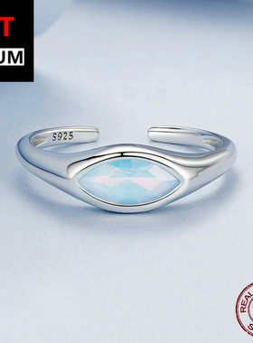 百搭原创恶魔眼开口戒指个性眼睛指环女s925纯银镀白金饰品男女