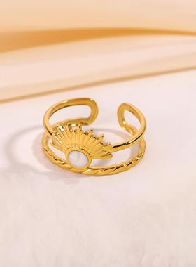 欧美简约双层线条睫毛戒指