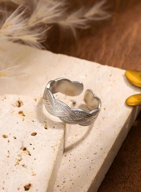 钛钢镀金复古设计感女戒