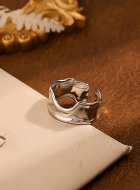 钛钢轻奢情侣对戒电镀开口款