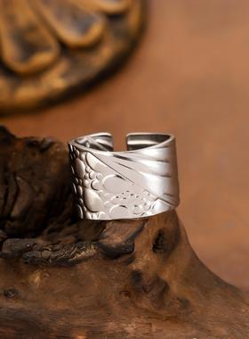 欧美爆款钛钢蛇纹可调戒指