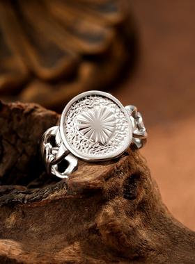 欧美风几何爱心油压戒指女