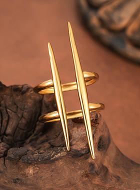 钛钢线条戒指时尚嘻哈镀金