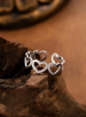 简约不锈钢镂空爱心戒指