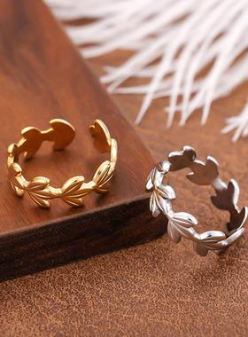 欧美不锈钢嘻哈镀金开口戒指