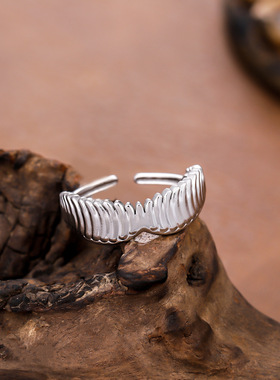 欧美简约不规则不锈钢戒指