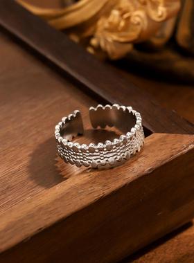 钛钢轻奢戒指女可调节指环