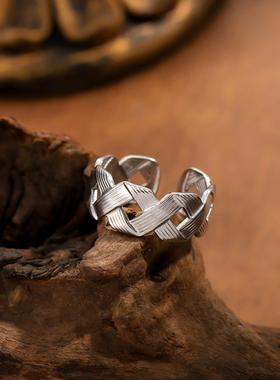 跨境高级编织不锈钢戒指女款