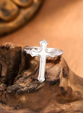 法式轻奢不锈钢十字戒指