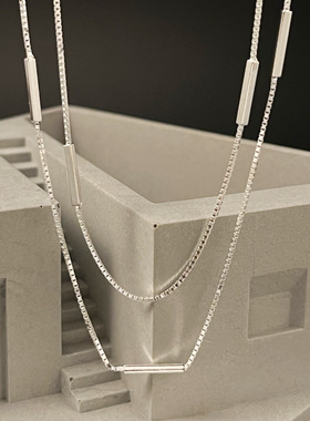 925银女双层项链新品简单气质