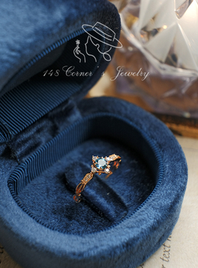 925银托帕石日系铃兰花雕刻戒指