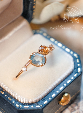 海盐冰柠水日系天然托帕石戒指