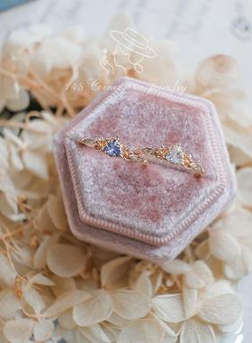 坦桑石月光石戒指925银菱形日系