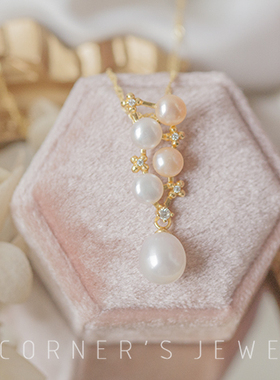 日系宫廷风银镀金淡水珍珠定制