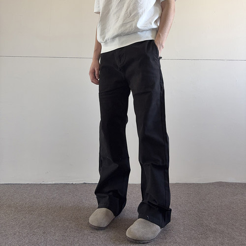 soxiox美式水洗牛仔工装裤男女秋季直筒宽松显瘦复古cleanfit裤子 - 图1