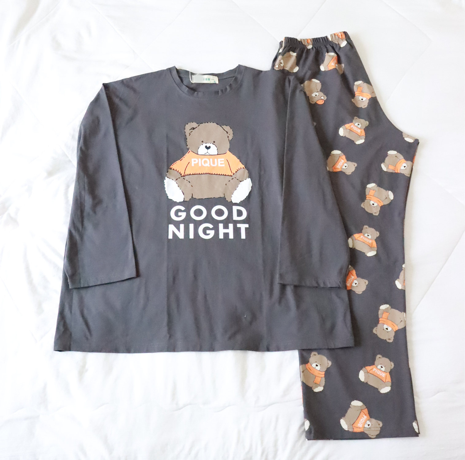 加大码卡通小熊情侣睡衣春秋男女针织纯棉宽松长袖裤家居服200斤,淘宝优惠券,粉丝福利购,淘宝优惠卷