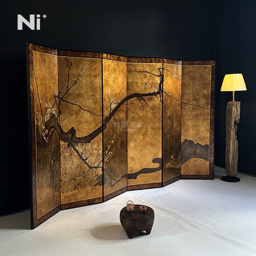 Ni+尼家古典中式入户屏风梅花隔断客厅遮挡酒店民宿装饰禅意折屏 - 图1