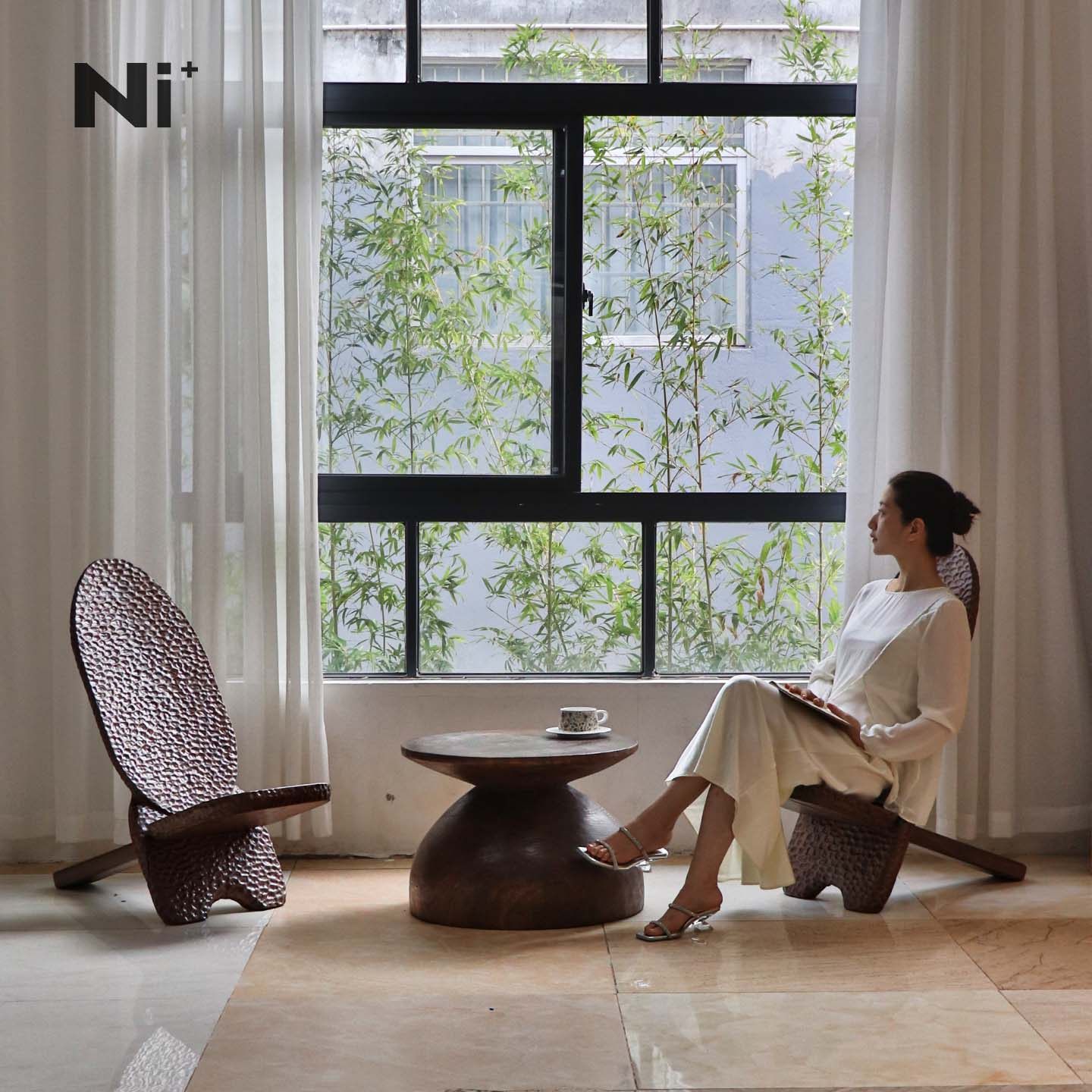 Ni尼家侘寂风椅子复古木椅客厅休闲椅创意设计师椅子阳台桌椅组合,淘宝优惠券,粉丝福利购,淘宝优惠卷