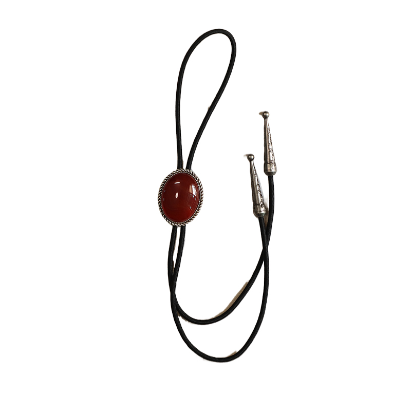 朱砂痣 复古红色沁色水纹玛瑙大款波洛领带男西部牛仔BOLO TIE潮 - 图3