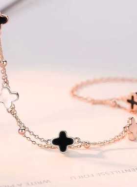 女黑玛瑙未镶嵌轻奢四叶草手链