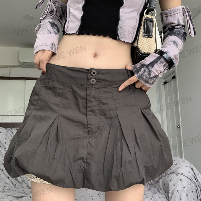 Vintage Wen American retro lace bottoming bud skirt ອອກແບບແອວສູງ slimming pleated skirt A-line