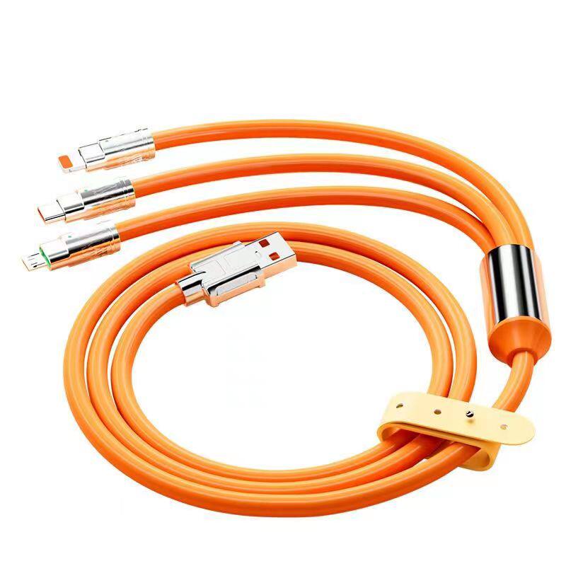 加长3米数据线三合一充电线一拖三120W超级快充机客线适用于苹果华为type-c安卓通用加粗快充线