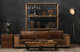 American retro LOFT industrial style iron solid wood sofa distressed solid wood sofa chair antique solid wood deck