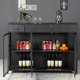 American industrial style iron kitchen wine cabinet and food preparation table