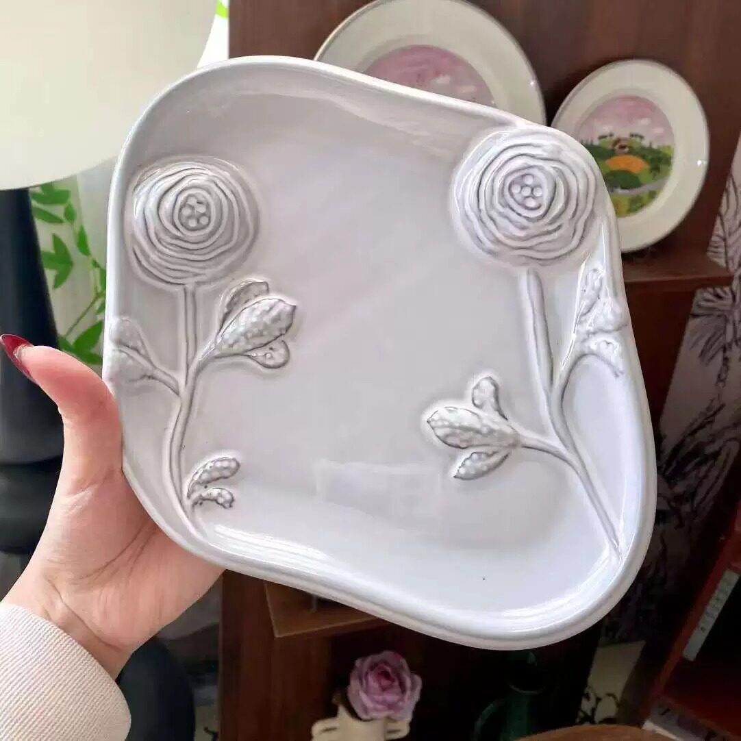 astier de villatte法国黑陶土cube咖啡碟杯碟甜品菜碟水果盘子碗