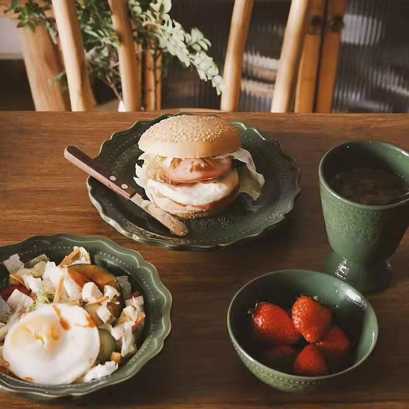 HARSIDE 复古风碗盘套装家用陶瓷高温釉下彩餐具2025新款乔迁新居