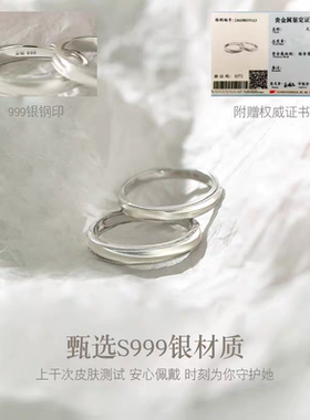 999足银轮回情侣对一戒指女男轻奢小众素戒对戒纪念日礼物送女友