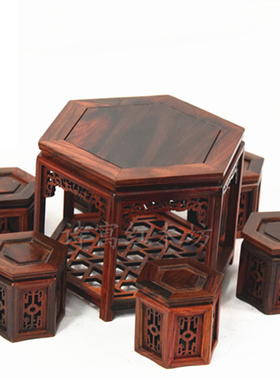 红实木雕质工艺礼品仿古中式明清微型家具模型玄关酒柜装饰小摆件