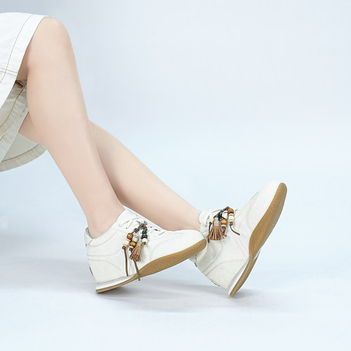 iiJin艾今25新款7.5cm隐形内增高时髦牛毛休闲德训小白鞋女321QZC - 图3