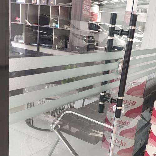 静电磨砂办公室玻璃贴膜半透明条纹移门隔断防撞腰线窗户贴纸装饰 - 图3