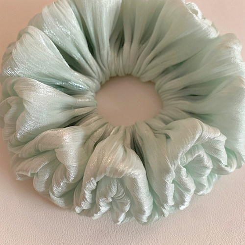 韩系甜美薄荷绿丝光双层大肠发圈女扎头发丸子头发绳头绳皮筋发饰 - 图2