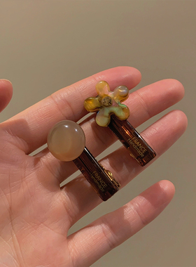 一对装~琥珀色花朵发夹女甜美前额碎发BB夹侧边刘海夹边夹鸭嘴夹
