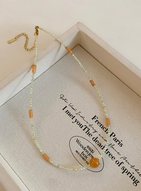 夏季水晶天然石串珠项链配饰女2025新款高级感轻奢小众锁骨链颈链